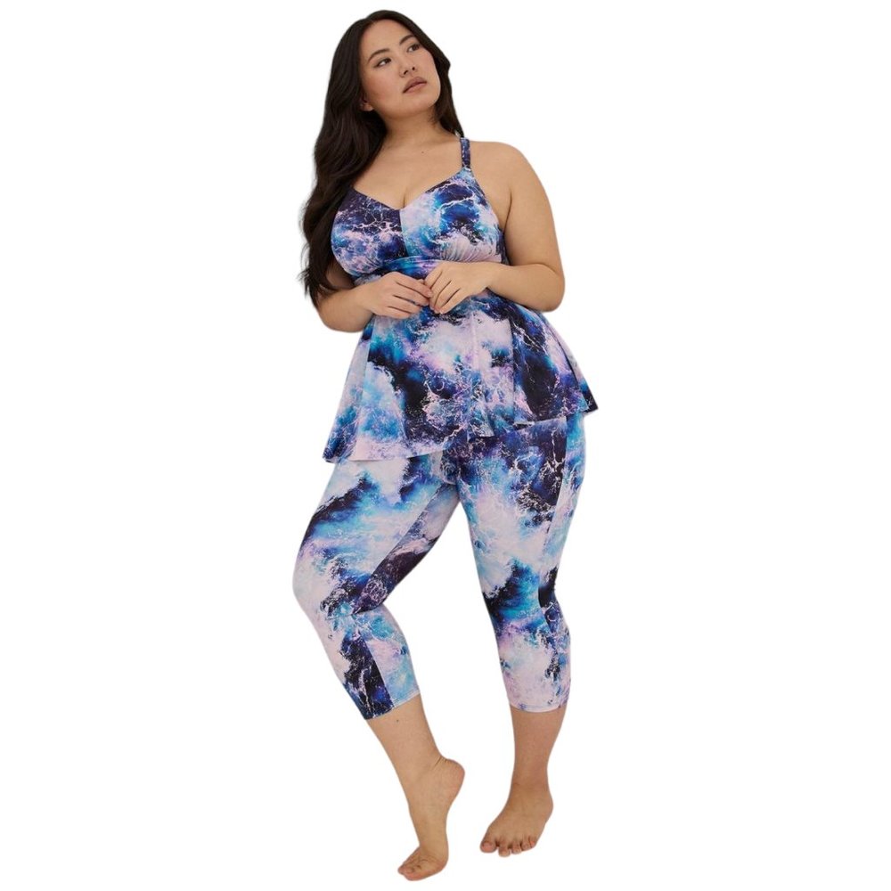 TORRID SWIM High-Rise Pocket Active Capri Legging Ocean Waves Size 0 LARGE NEW - Picture 5 of 5
